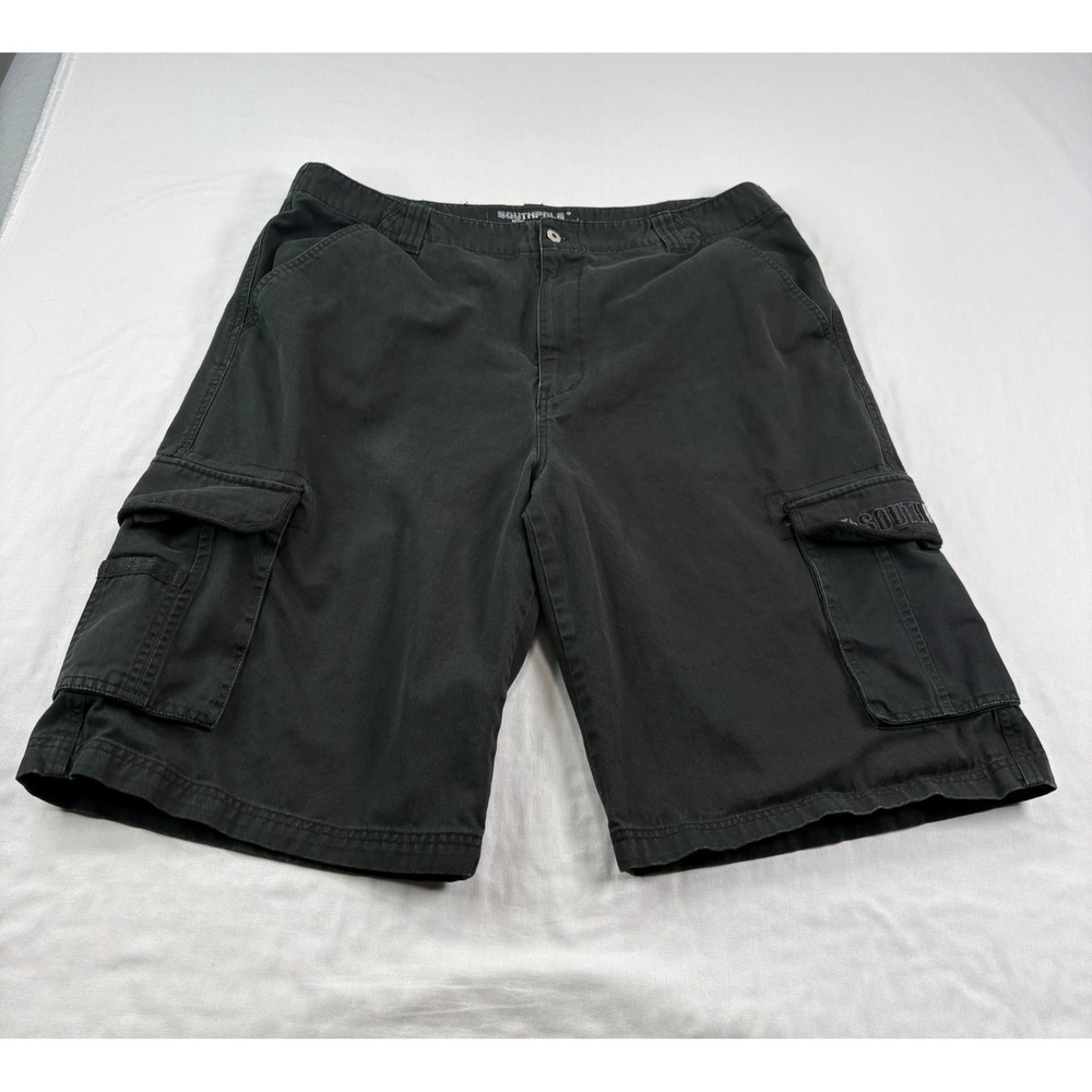 Vintage Southpole Cargo Shorts Mens Size 38 Black Baggy Hip Hop Skater Y2K